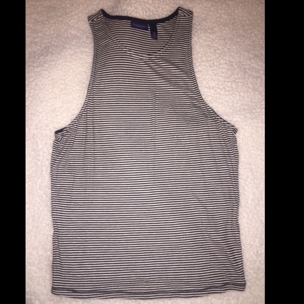 Black & white striped high neck top